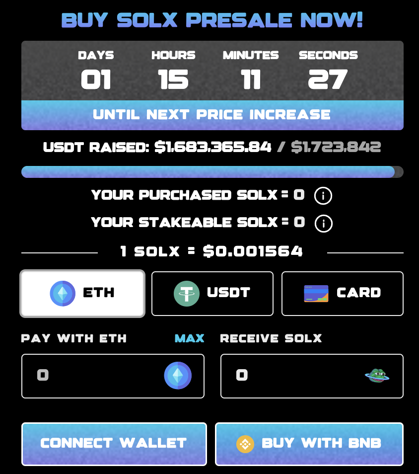 $SOLX presale widget