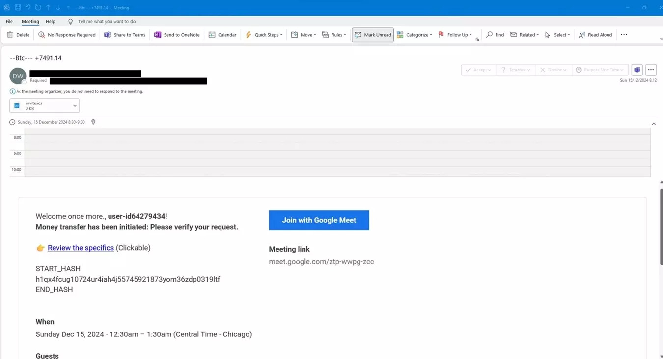 Researchers discovered phishing emails containing Google Calendar links.