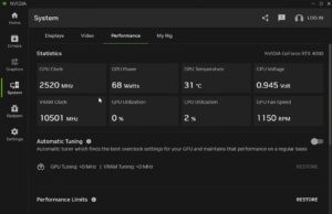 System performance tracking