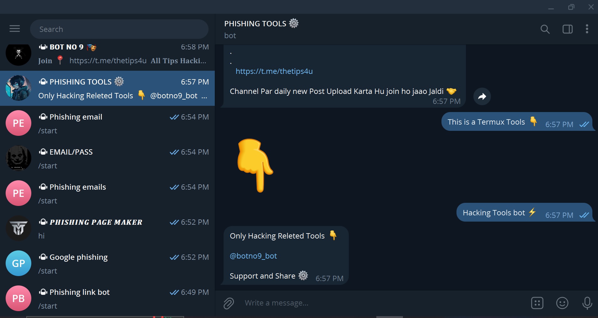 Abundant phishing channels, resources, and bots on Telegram for users to custom-develop their own Google Calendar spam scams. 