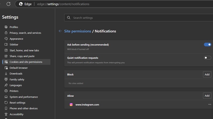 <strong>Check Edge Notifications</strong>