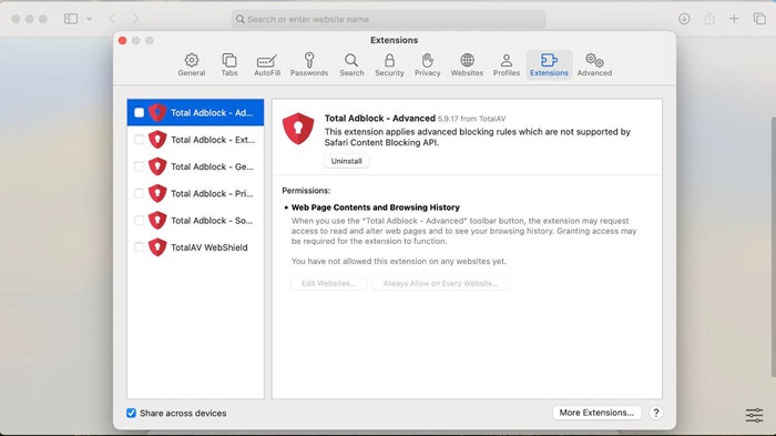 <strong>Check Safari Extensions</strong>