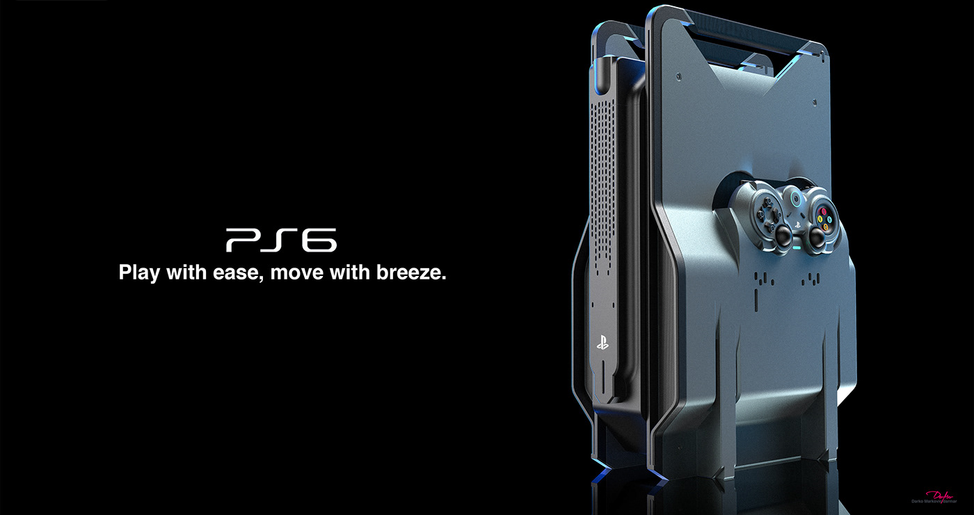 Concept design for the PlayStation 6 console featuring a sleek, modern look