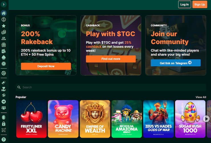 Tether Casinos Lucky Block homepage