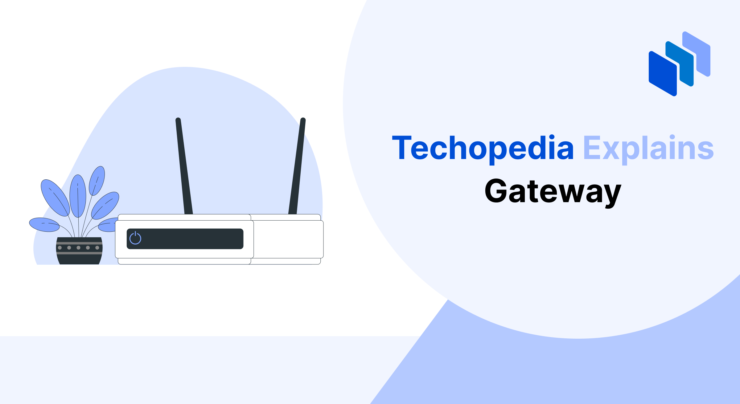 Illustration of a network gateway device with antennas, representing its role as a connection point between different networks.
