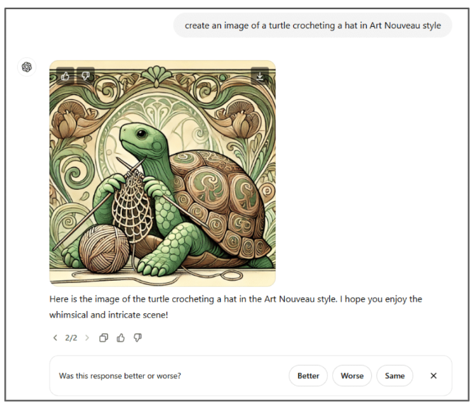 chatgpt dall-e 3 tortois image generation