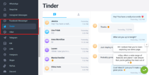 mSpy Tinder tab