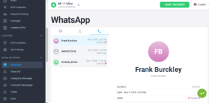 mSpy WhatsApp call log