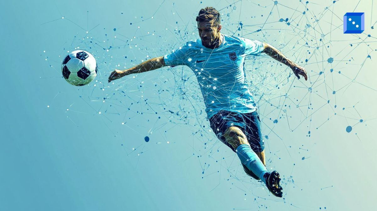 A player surrounded by the digital network, symbolizing AI-driven coaching and performance tracking.