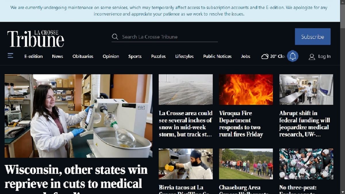 Another victim of the attack: Local newspaper La Crosse Tribune, serving Wisconsin.