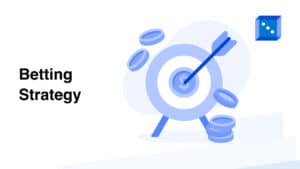 Illustration of a target with an arrow hitting the center, and coins around it, representing a betting strategy concept.