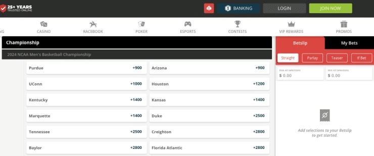 Betonline March Madness futures
