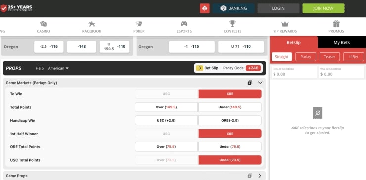 Betonline March Madness same game parlay