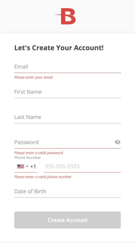 Create your new account