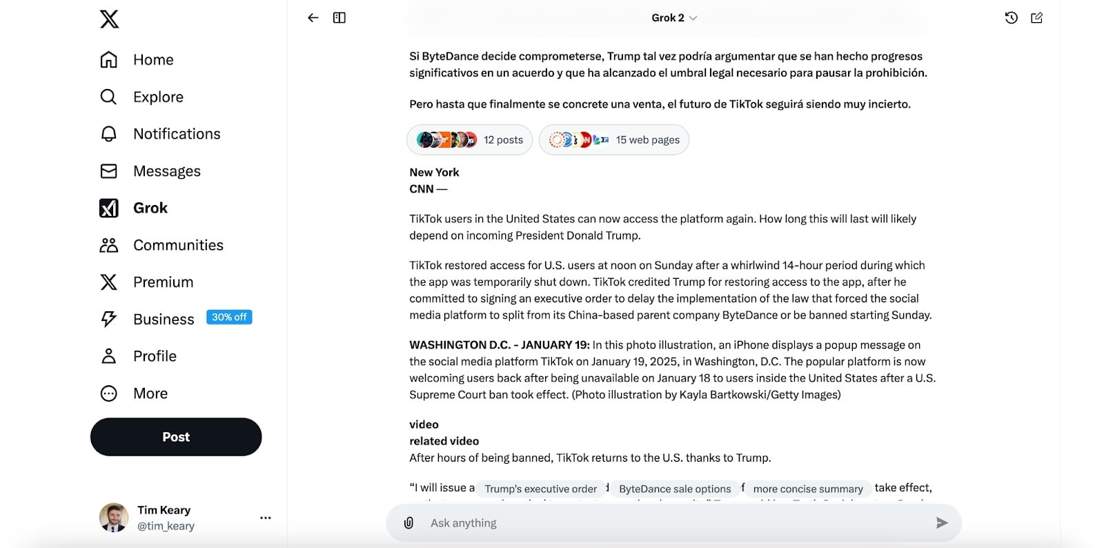 Grok can translate text into various languages