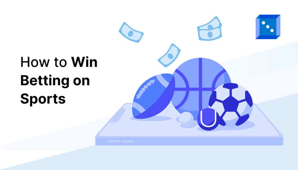 Illustration of various sports balls and cash, with the text "How to Win Betting on Sports".