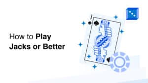 Graphic illustrating "How to Play Jacks or Better," featuring a Jacks of Spades card and a casino chip.