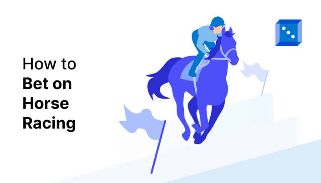 A silhouette of a jockey riding a blue horse, with the text "How to Bet on Horse Racing" alongside it.
