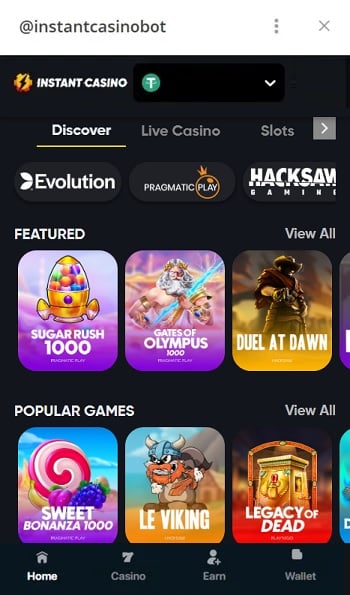 Instant Casino Telegram App