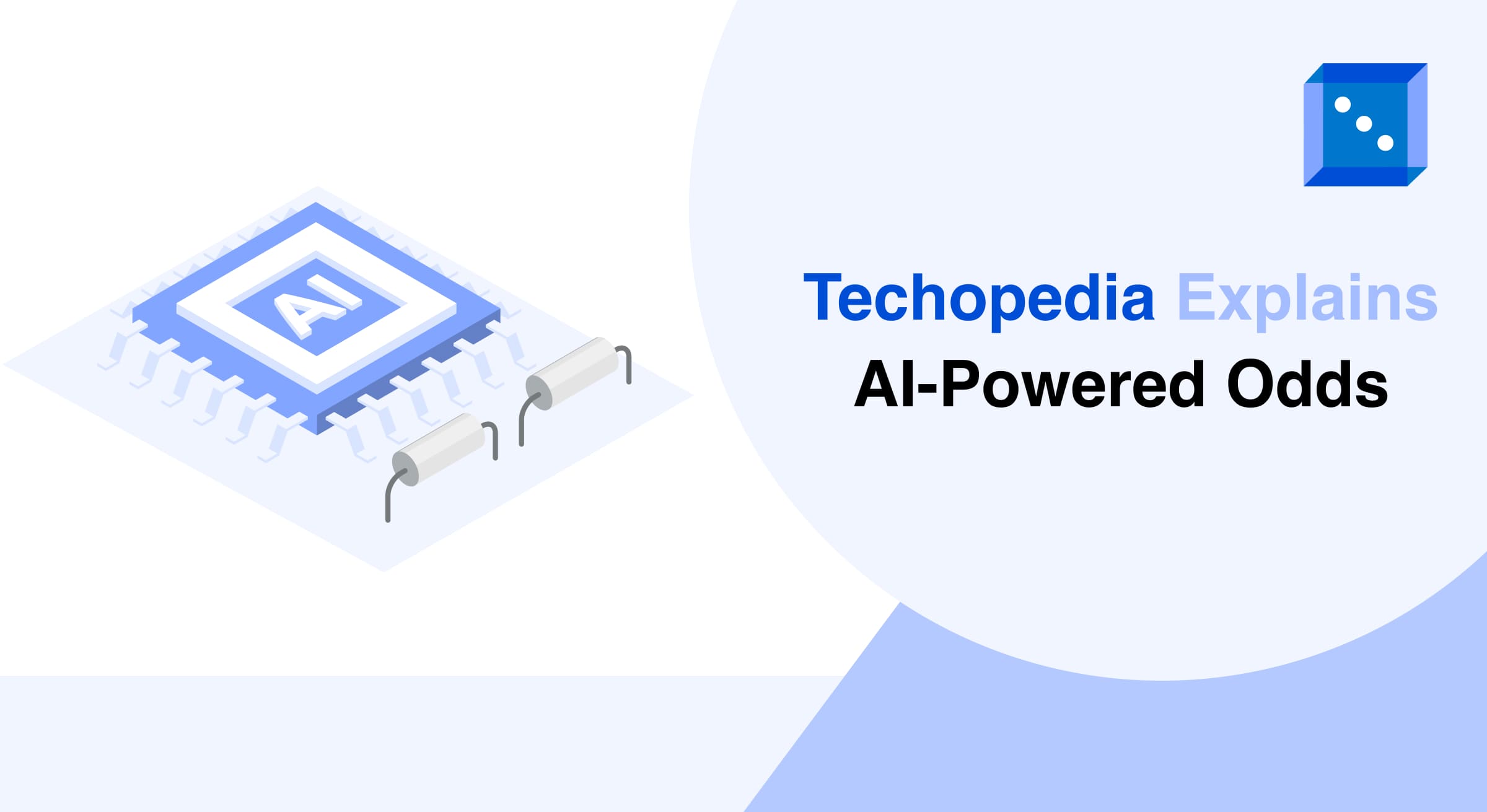 Graphic illustrating a microchip with "AI" text, accompanied by the title "Techopedia Explains AI-Powered Odds."