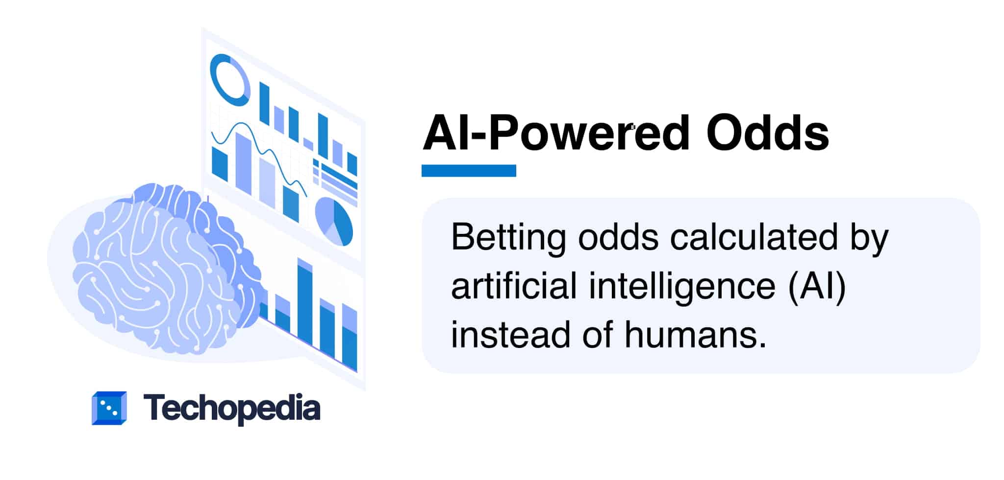 Illustration showcasing AI-Powered Odds, featuring a brain and data charts