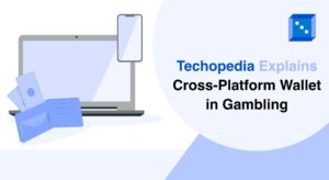 A laptop and smartphone with money represent Techopedia's explanation of cross-platform wallets in gambling.