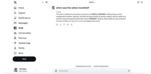 Screenshot of a social media platform displaying a discussion about the invention of the wheel in ancient Mesopotamia.