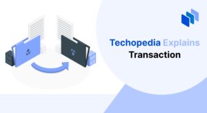 An illustration showing a transaction process between two folders, labeled "Techopedia Explains Transaction" on the right.
