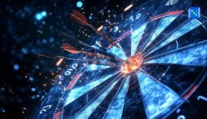 Close-up of darts hitting the bullseye on a dartboard, symbolizing precision ahead of the 2026 World Darts Championship.