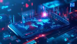 Smartphone displaying digital charts and data, representing analysis of casino app installs driven by advertising.