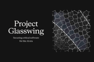 Project Glasswing cybersecurity initiative visual showing network grid pattern representing AI-driven software security and vulnerability detection systems