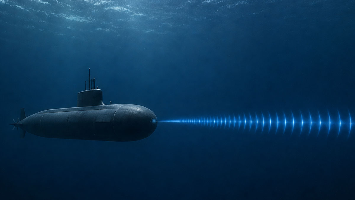 Submarine emitting sonic 'laser'