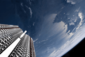 Satellite array orbiting Earth above polar ice caps, illustrating next-generation space communications, low Earth orbit internet technology, aerospace engineering, and global satellite network infrastructure. SpaceX’s Starlink Headache Arrives Just as Pentagon Hands It $2.3B Contract
